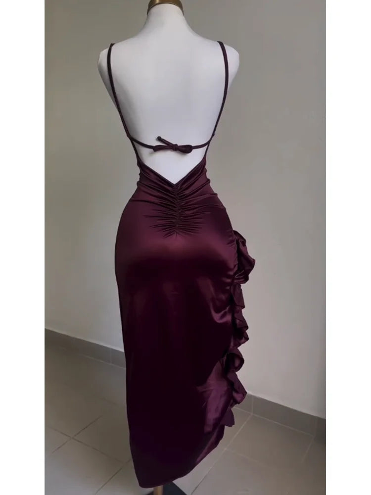 2024 Europe and the United States explosive new cross-border dress summer senior sense Y2K sexy halter Spice Girl dress - Smarsty