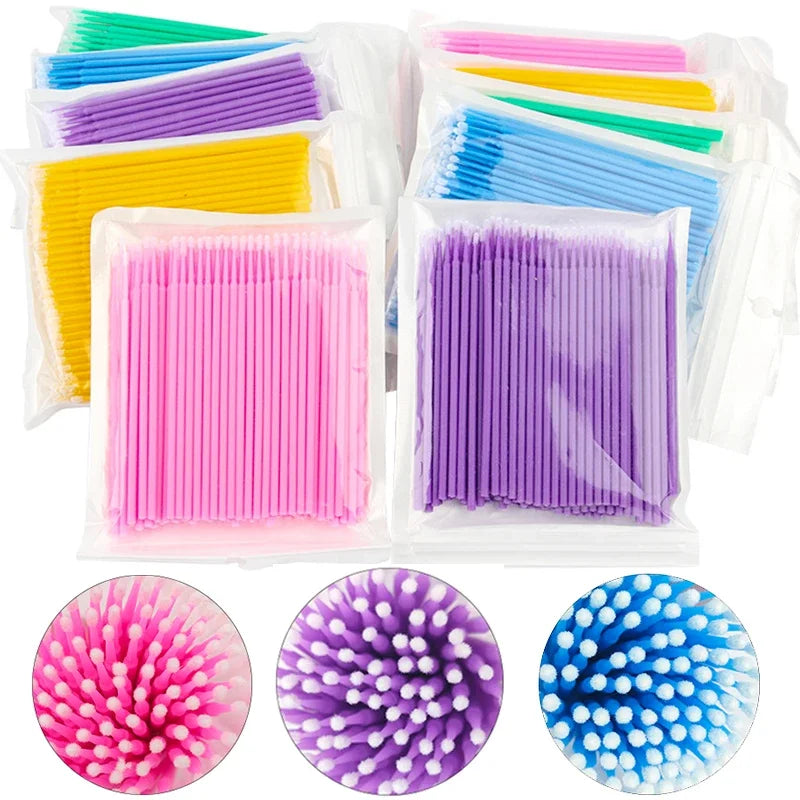 100Pcs Micro Cotton Swabs for Eyelash Cleaning - Smarsty