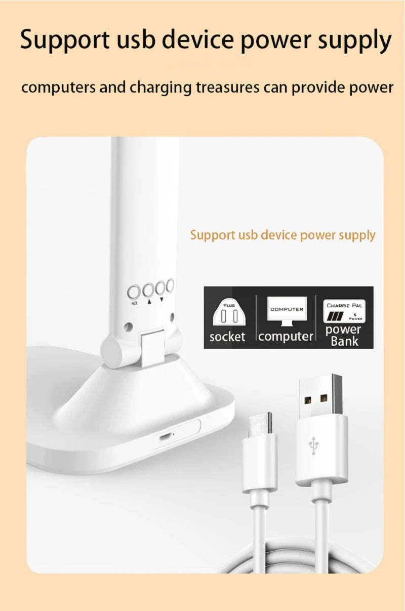 Dimmable USB Folding Desk Lamp with Alarm Clock - Smarsty