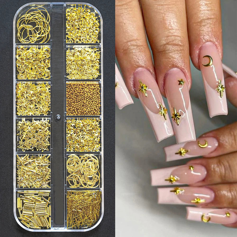 Gold Silver Caviar Bead Nail Charms for Stunning Manicures - Smarsty