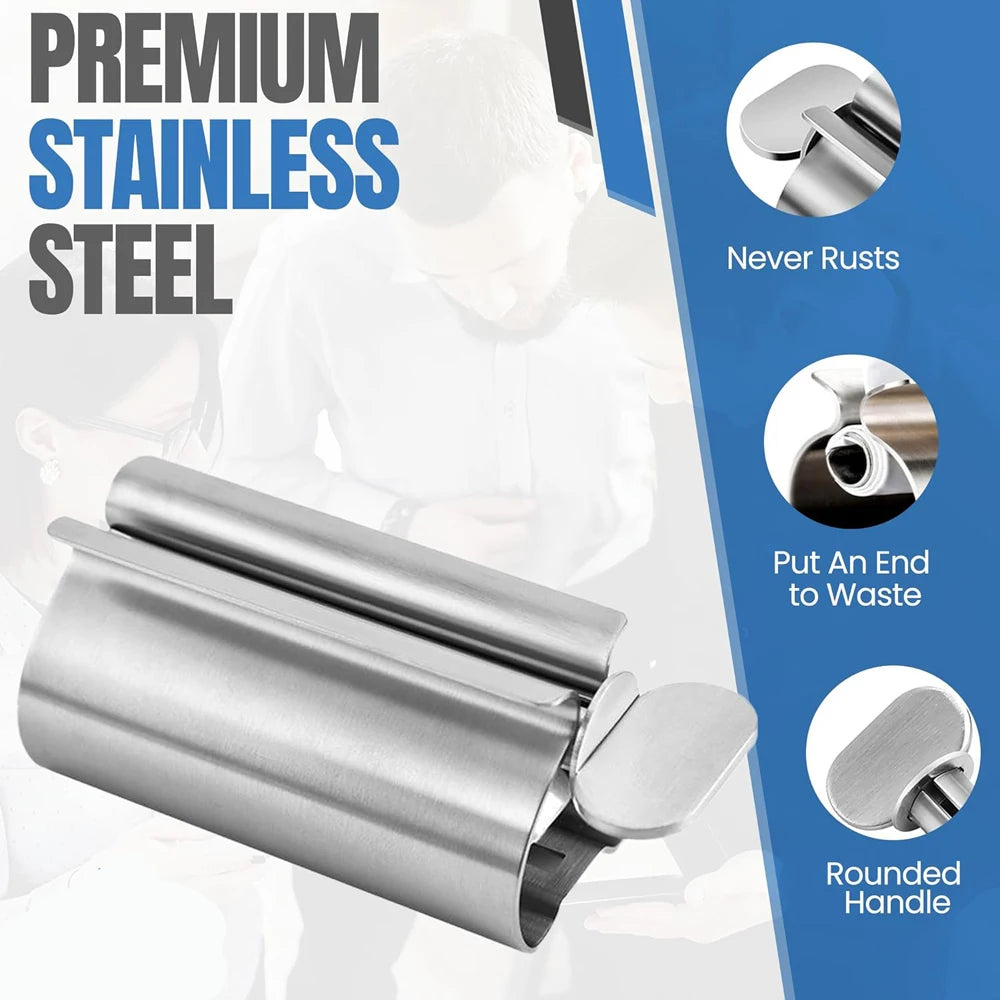 Bathroom Accessories Toothpaste Squeezer Tube Roller Stainless Steel Wringer Roller Rotate Dispenser for Ointments Cosmetics - Smarsty