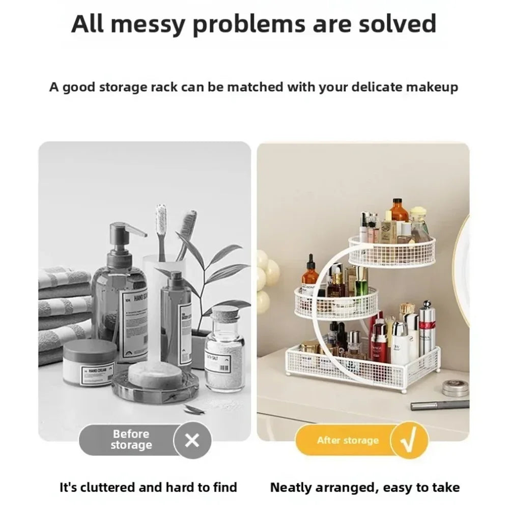 1pc Metal Makeup Storage Rack Cosmetic Organizer Dresser Multi-layer Skincare Organizing Box Lightweight No-Installation Home - Smarsty