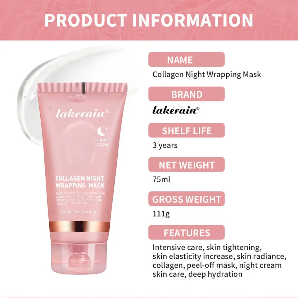 Night Collagen Wrapping Mask Rejuvenation Moisturizing Brightening Korean Face Mask Make Glowy Skin Elasticity Facial Mask - Smarsty
