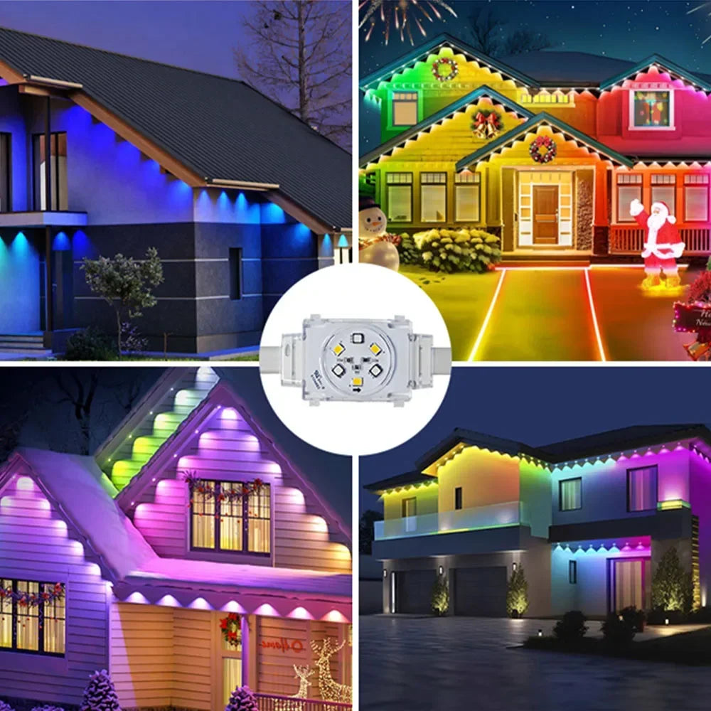 300FT 180LED Permanent Eaves LED Lights Outdoor Waterproof RGB String Lights DIY Scene Christmas Birthday Holiday Party Lighting