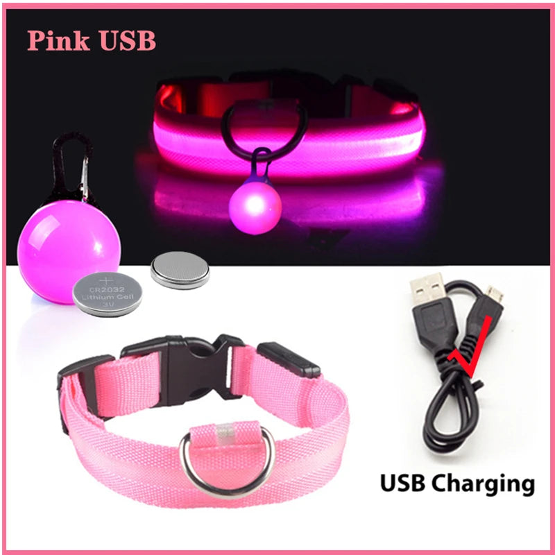 USB Charging Bright LED Dog Collar for Night Safety - Smarsty