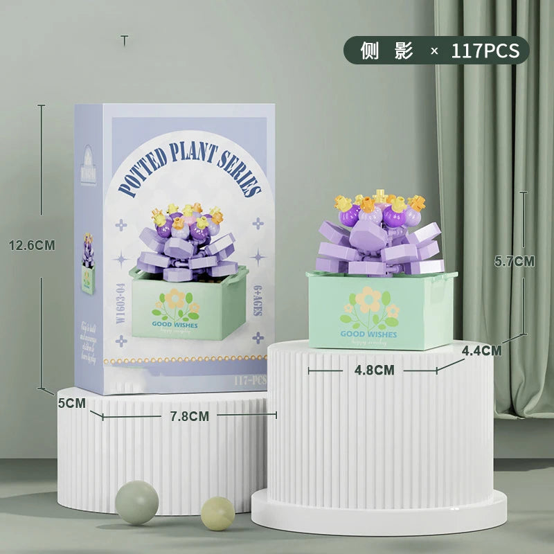 Bouquet Flower Mini Diy Building Block Toys for Children Bricks Blocks for Adults Constructor Micro Bricks Construction Set Gift