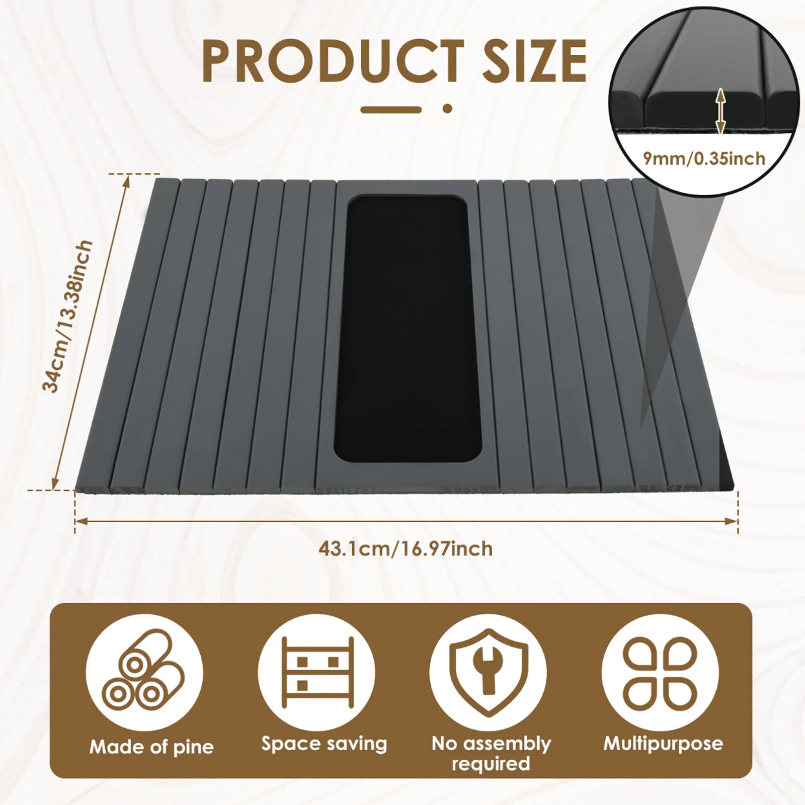 Couch Cup Holder Bamboo Wood Sofa Armrest Tray Foldable Sofa Cup Holder Anti-Slip Couch Arm Cup Holder Sofa Side Storage Tray by Smarsty