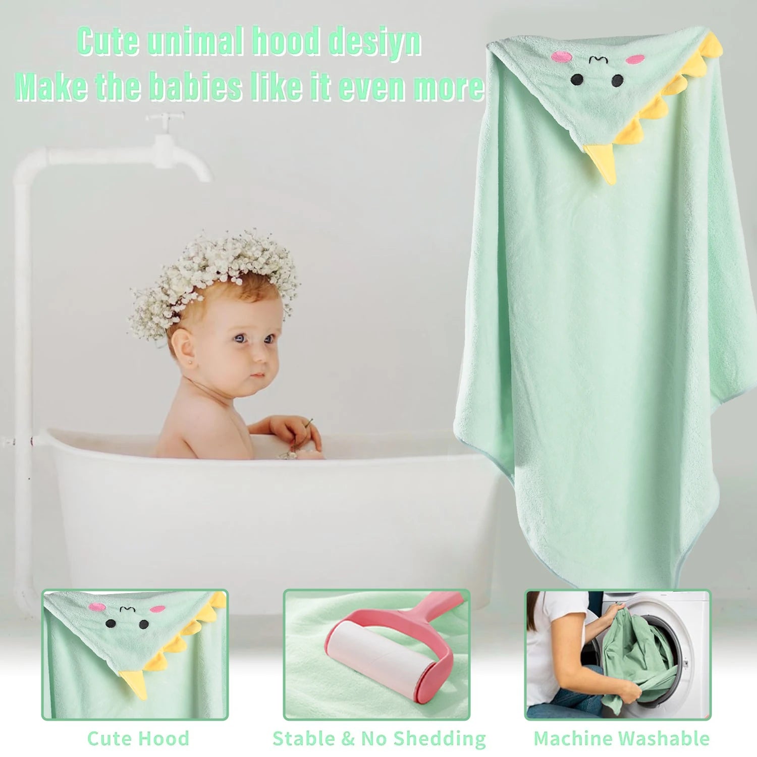 2PCS/Set Hooded Baby Towels,Soft Baby Towels for Newborns,Toddlers, and Kids,32x32 in Baby Towel with Hood