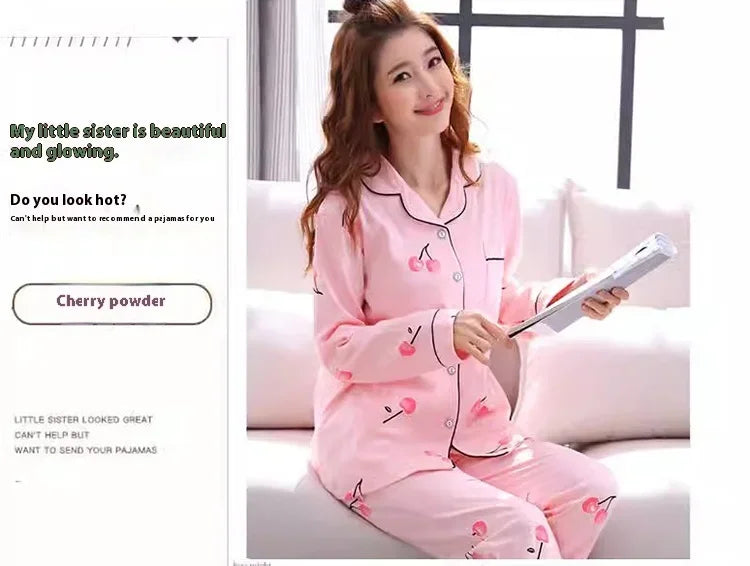 Women's Pajamas Set V-Neck Button down Top and Trousers Sleepwear Homewear Casual Nightwear Loungewear Autumn Winter Two-Piece - Smarsty