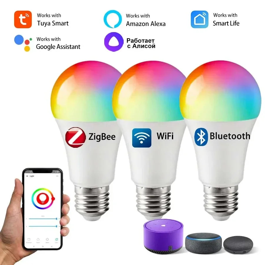 Tuya Smart E27 LED Bulb with RGB Colors and Remote Control - Smarsty