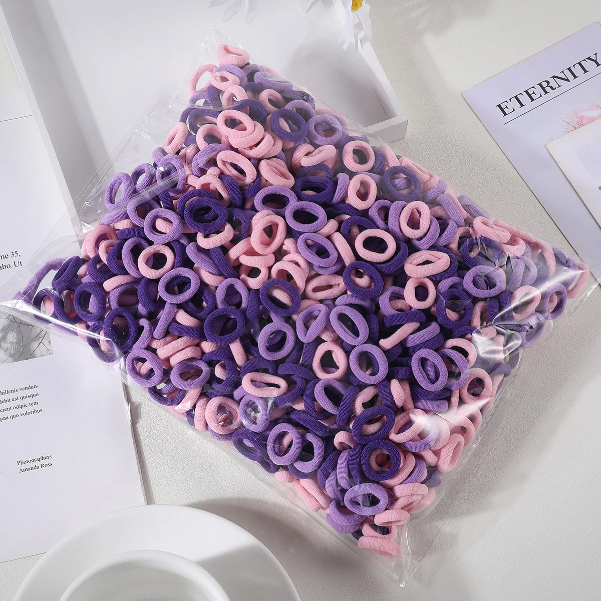 100 Pack Colorful Nylon Hair Ties For Kids Gentle Soft - Smarsty