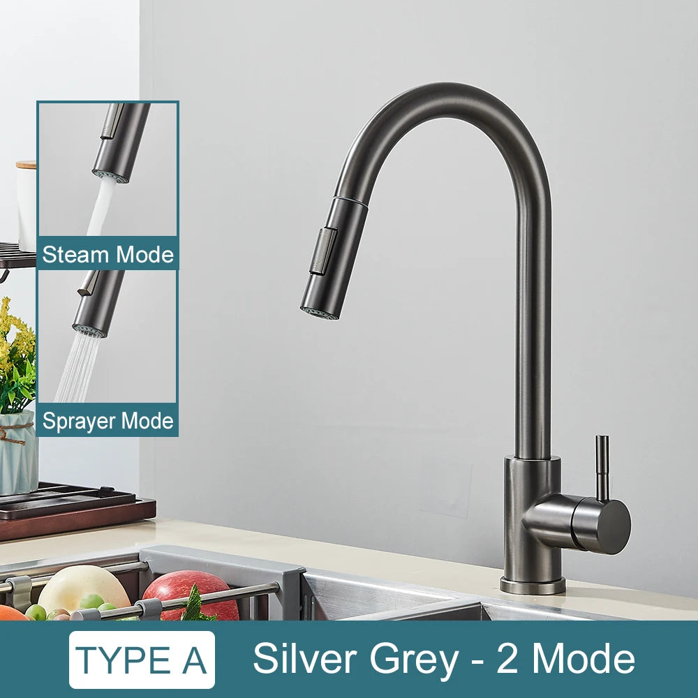 Black Kitchen Faucet with Pull Out Spray Versatile Hot and Cold Water - Smarsty