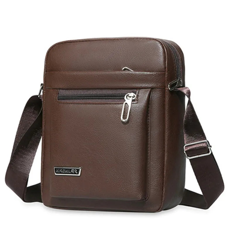Mens Crossbody Bag Waterproof PU Leather Large Capacity - Smarsty