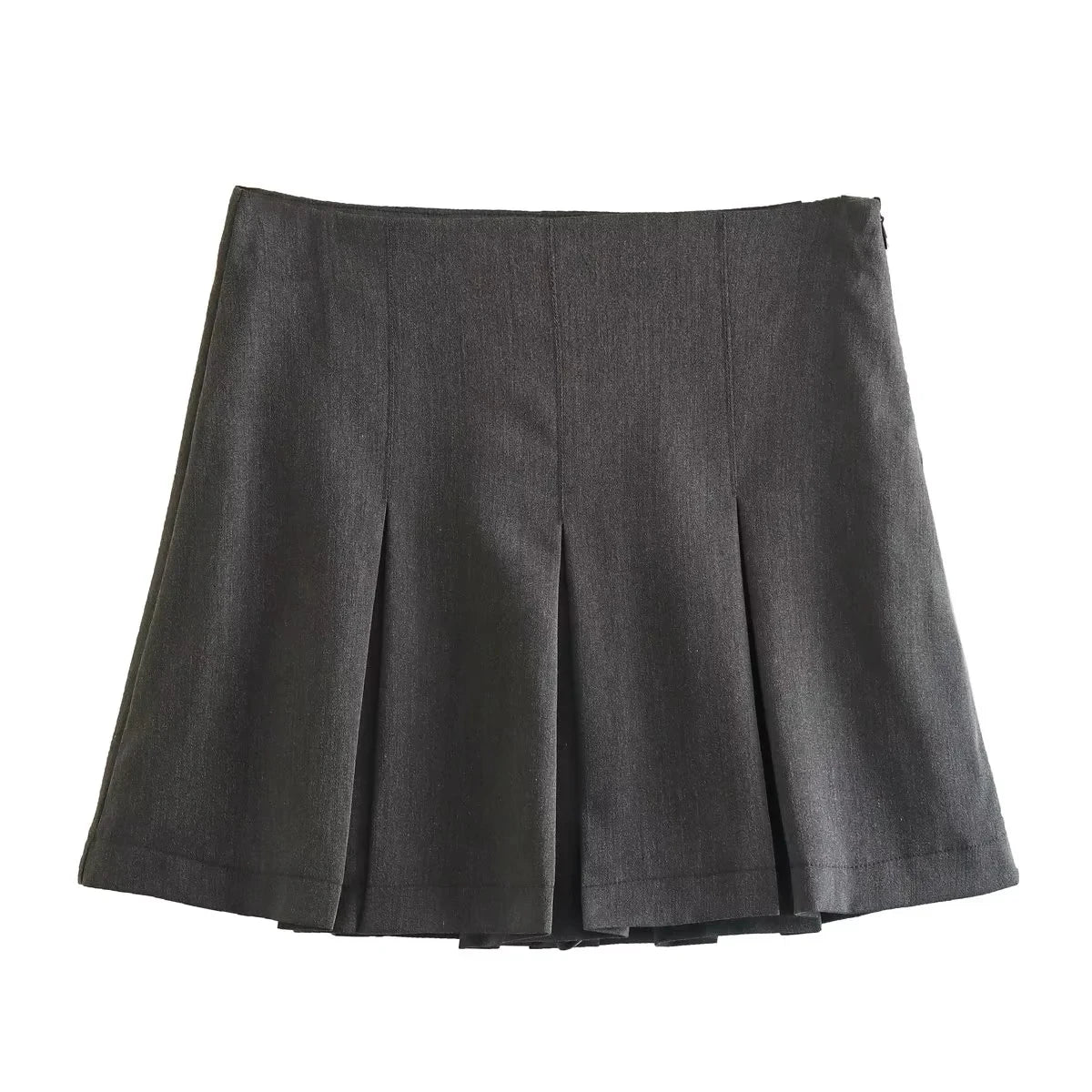 TRAFZA 2025 Spring Summer Women Casual Tierred Mini Skirts Fashion Vintage Solid High Wasit Ruffles Pleated Sexy Shorts Skirts - Smarsty