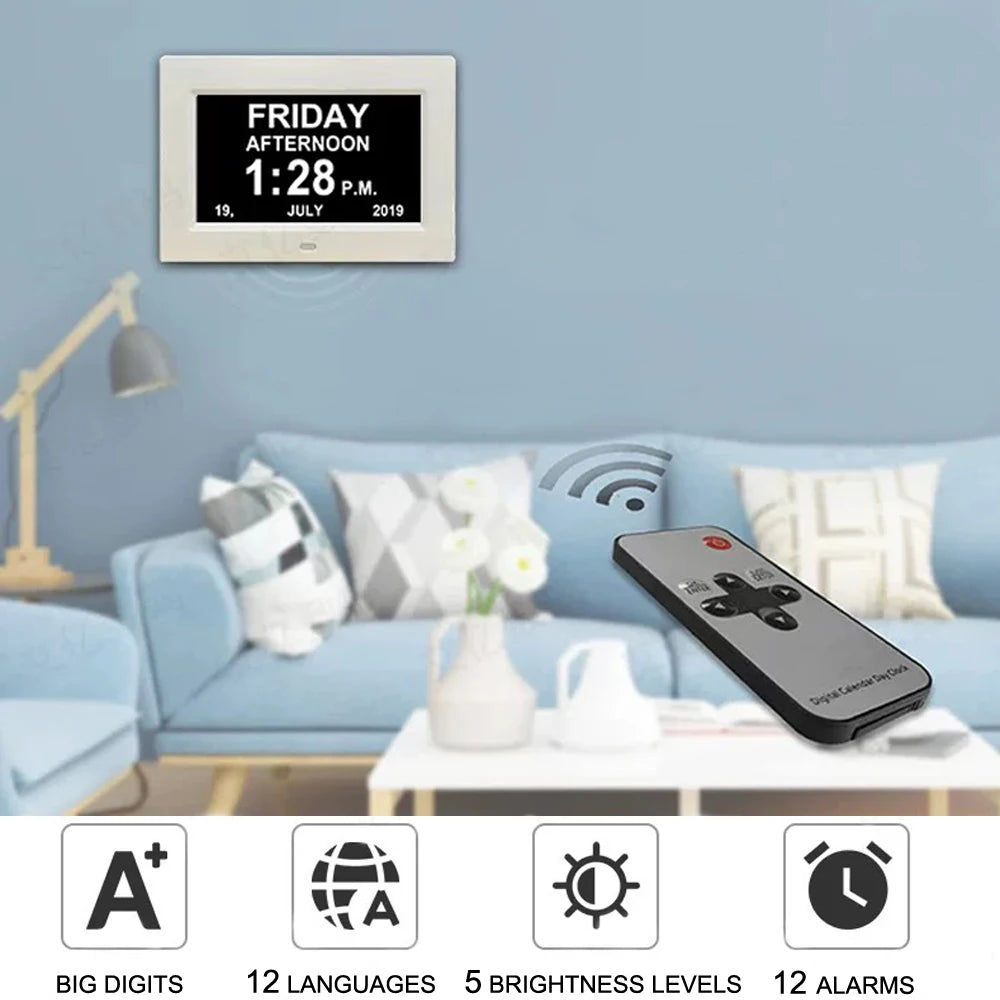 Digital LED Calendar Clock with 12 Alarms and Multi-Language Display - Smarsty