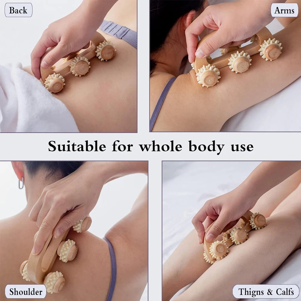Handheld Wooden Massage Roller for Sore Muscles - Smarsty