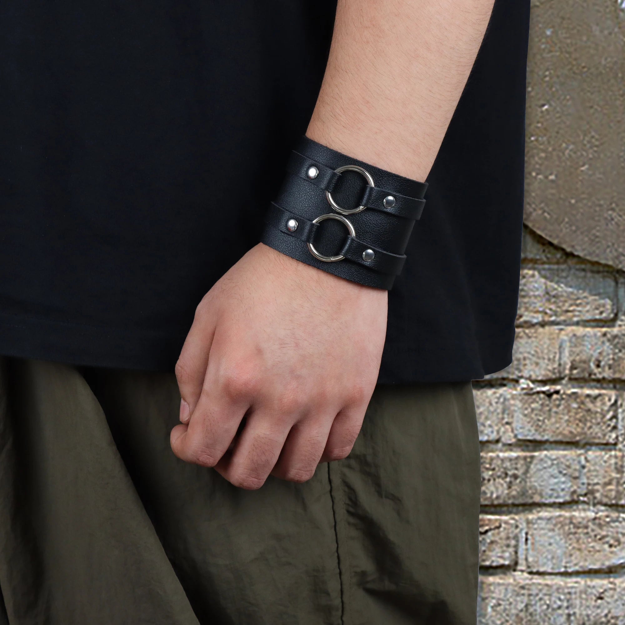 Vintage Leather Cuff Bracelet Adjustable Punk Wristband - Smarsty