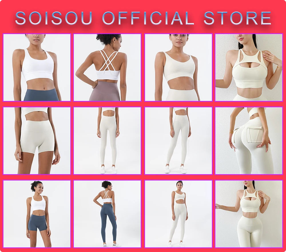 SOISOU Nylon Gym Yoga Pants Women Leggings For Fitness High Waist Long Pants Women Hip Push UP Tights Women Clothing 2 Types - Smarsty