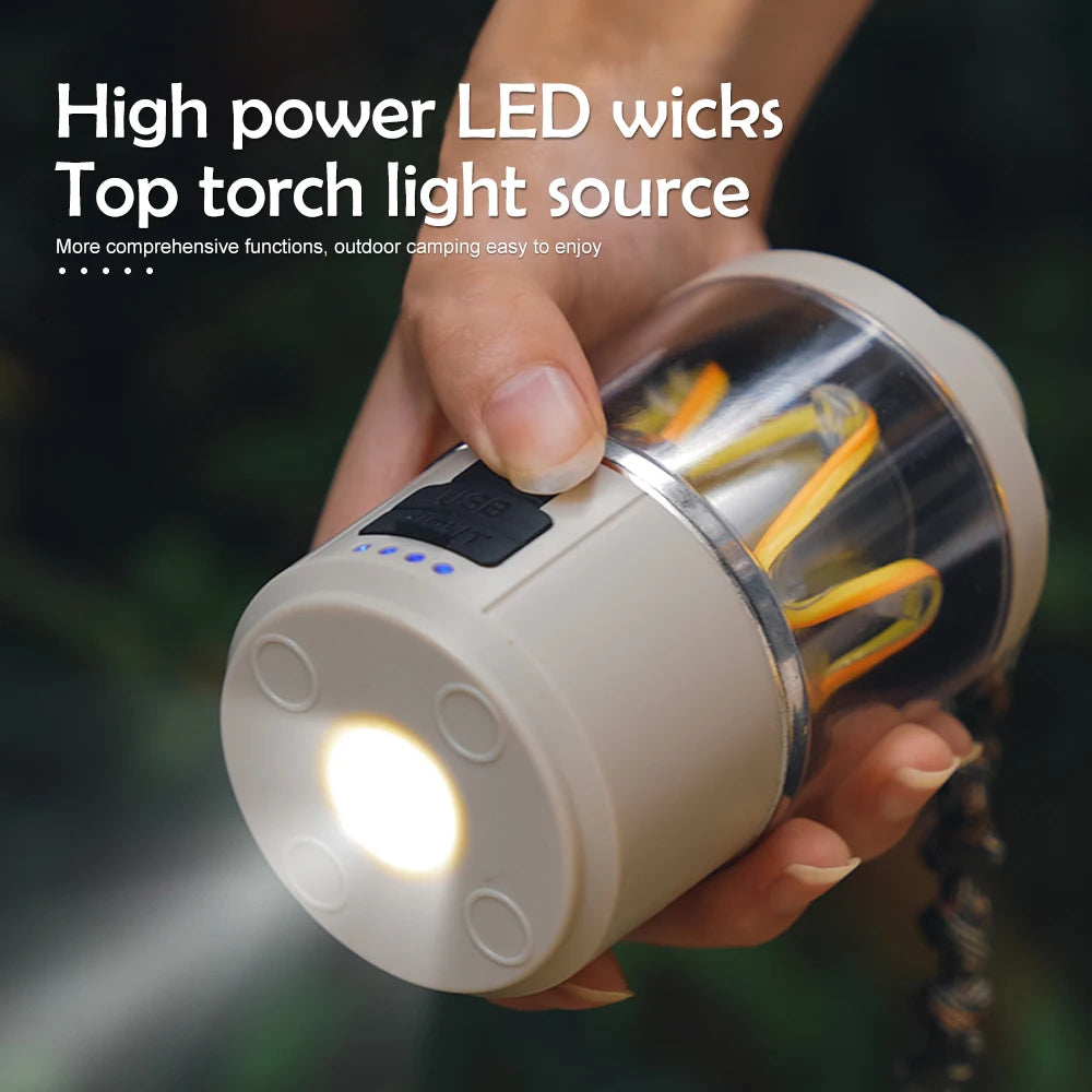 LED Camping Lantern Rechargeable Portable Flashlight Work Light 5 Modes Hanging Tent Lamp 8 Light Filaments Outdoor by Smarsty