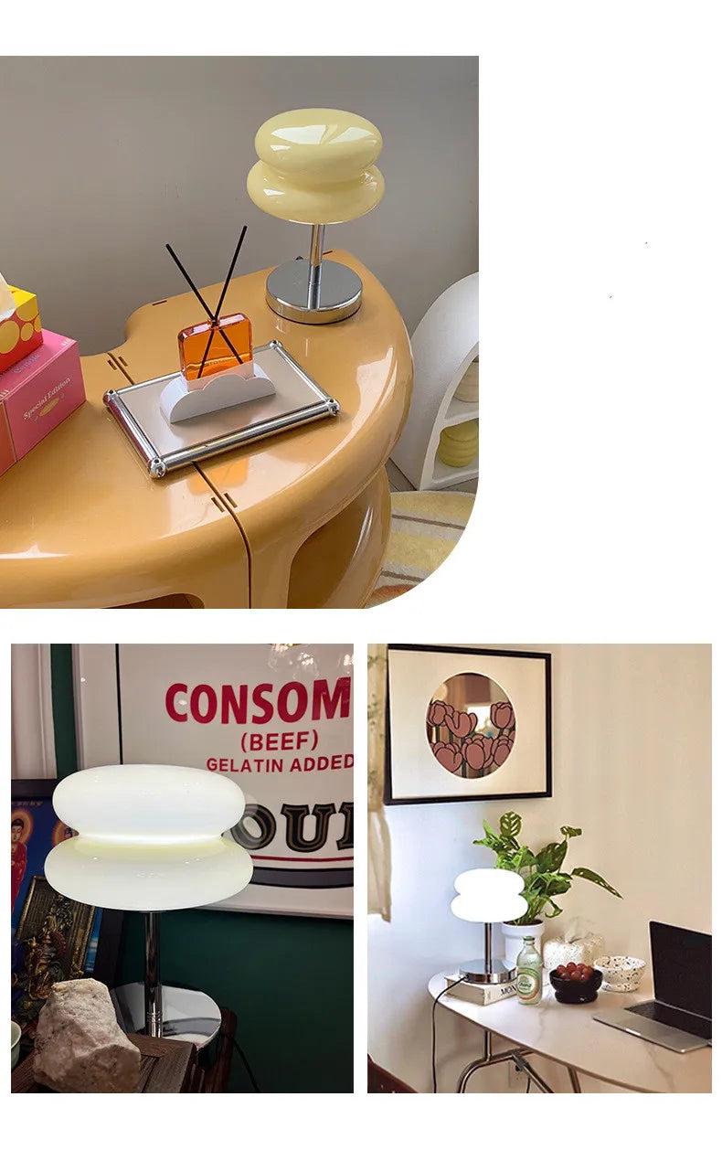 Trichromatic Dimming Macaron Glass Table Lamp for Cozy Bedrooms - Smarsty