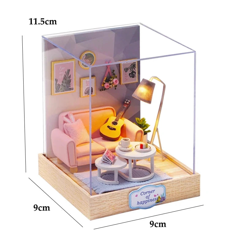 Wooden Flower Garden Doll House DIY Garden House Book Nook Shelf Insert 3D Puzzle Assembly Building Bookshelf With LED Lights