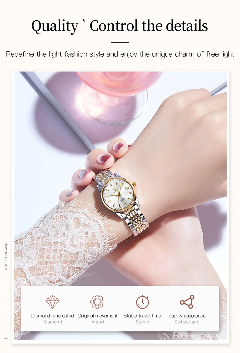 OLEVS Ladies Automatic Wristwatch Waterproof Stainless Steel - Smarsty