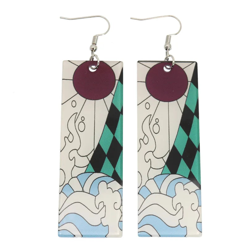 Acrylic Tanjiro Earrings for Women Anime Cosplay Jewelry - Smarsty