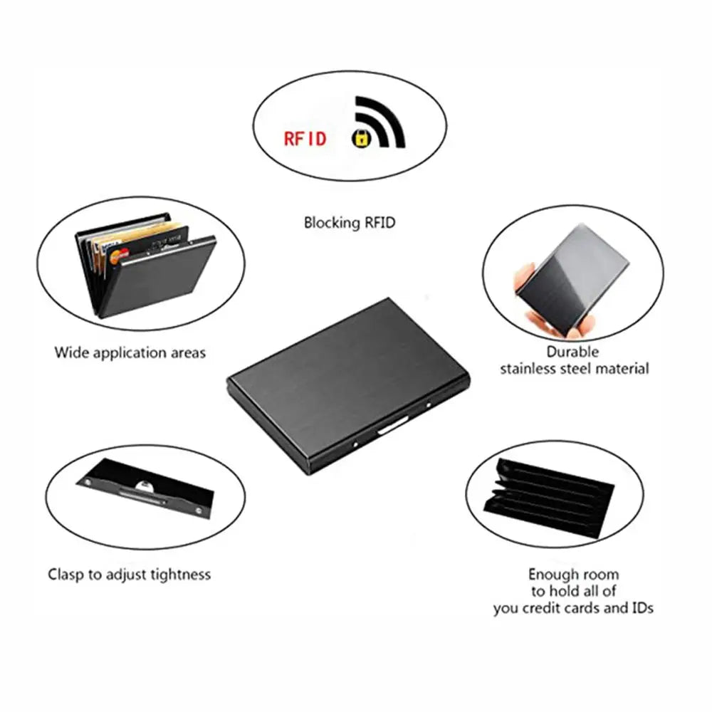 Fashion Durable 6 Card Slots Card Holder Stainless Steel Case Anti-demagnetization Box Portable Organizer Protector