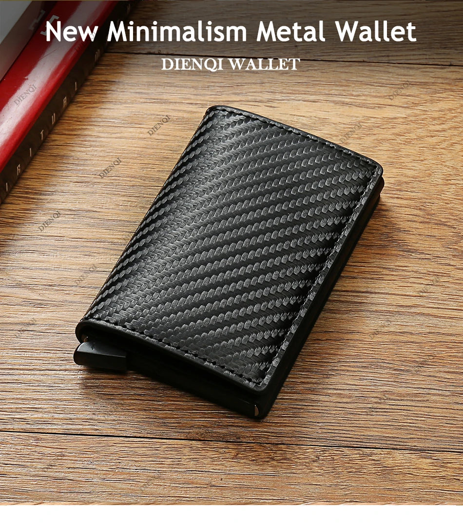 Anti Rfid Carbon Fiber ID Credit Card Holder Men Wallets Mini Automatic Pop up Bank Cardholder Case Minimalist Vallet Choice