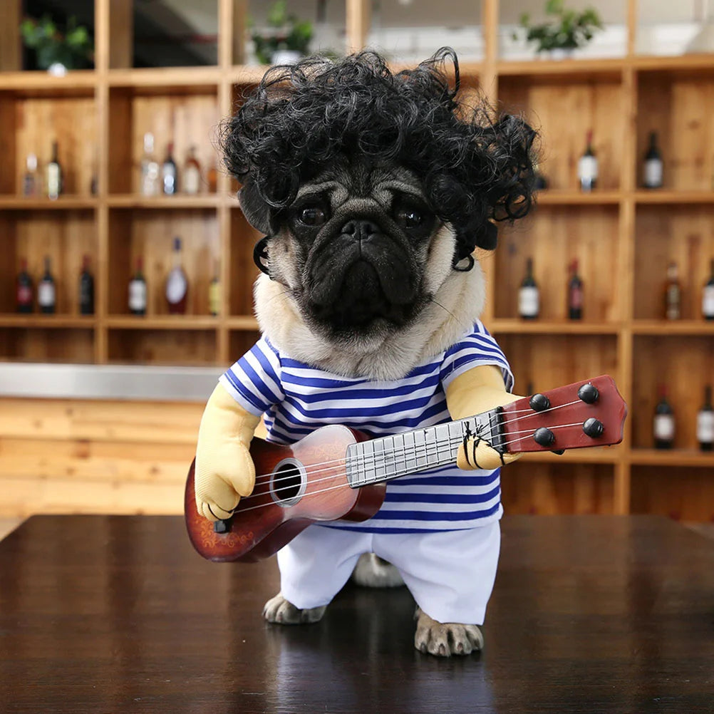 Guitar Playing Dog Costume for Christmas Celebration - Smarsty