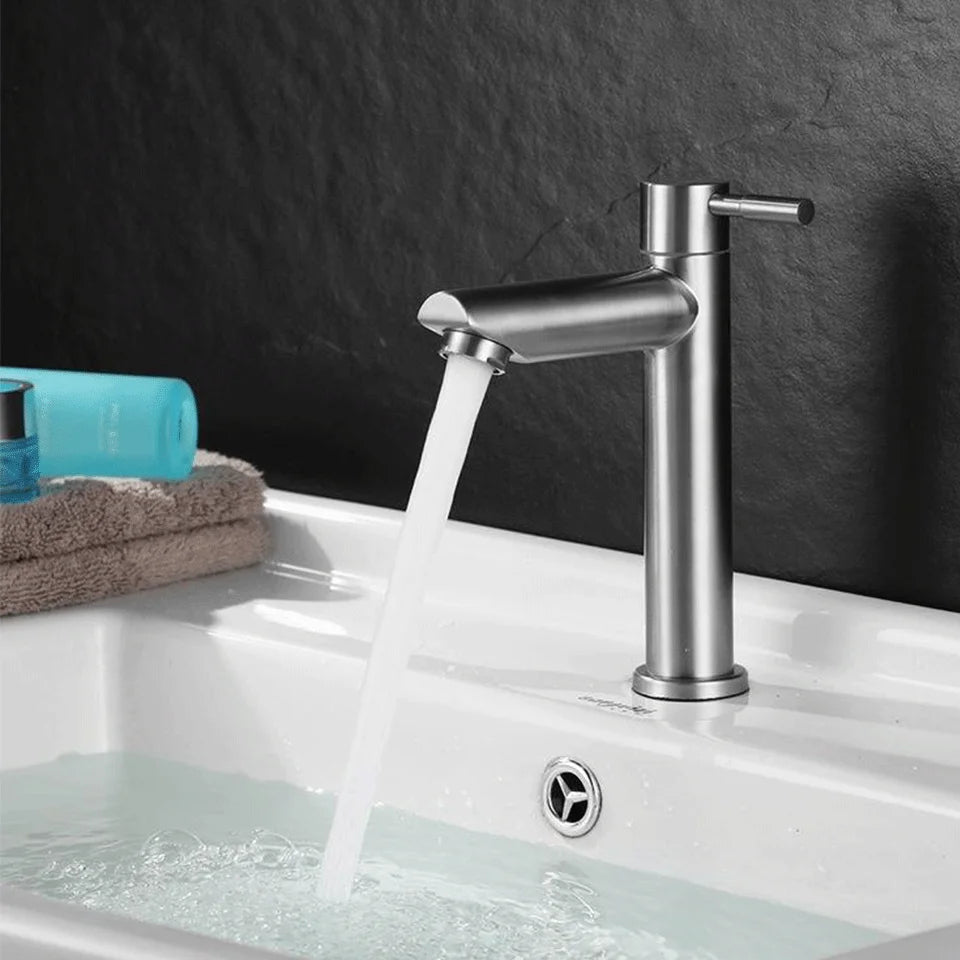 Stainless Steel Single Cold Bathroom Faucet Durable Design - Smarsty