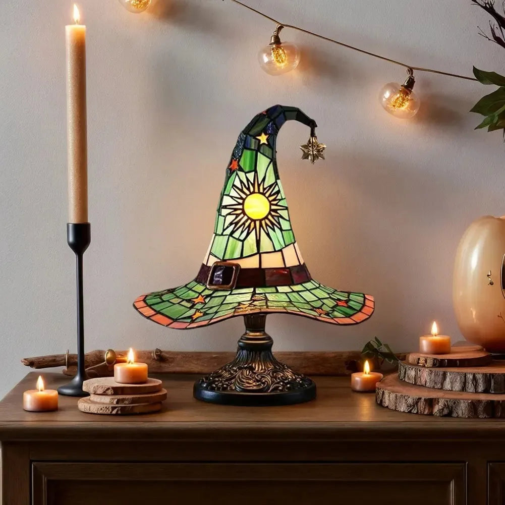 Colorful Witch Hat LED Table Lamp, Handmade Wizard Hat Shape Night Light Ornament ,Creative USB Socket Light Bedroom Decoration