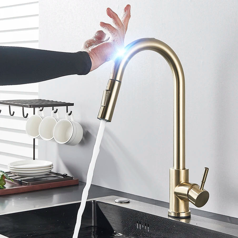 Pull Out Sensor Black Kitchen Faucet With Touch Control - Smarsty