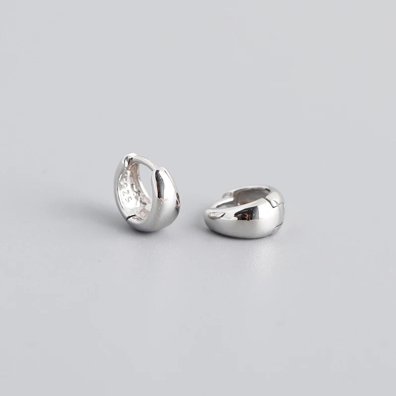 925 Sterling Silver Wide Gothic Huggies Hoop Earrings - Smarsty