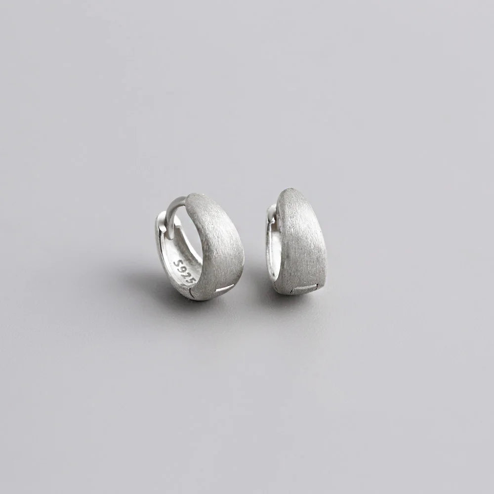 925 Sterling Silver Wide Gothic Huggies Hoop Earrings - Smarsty