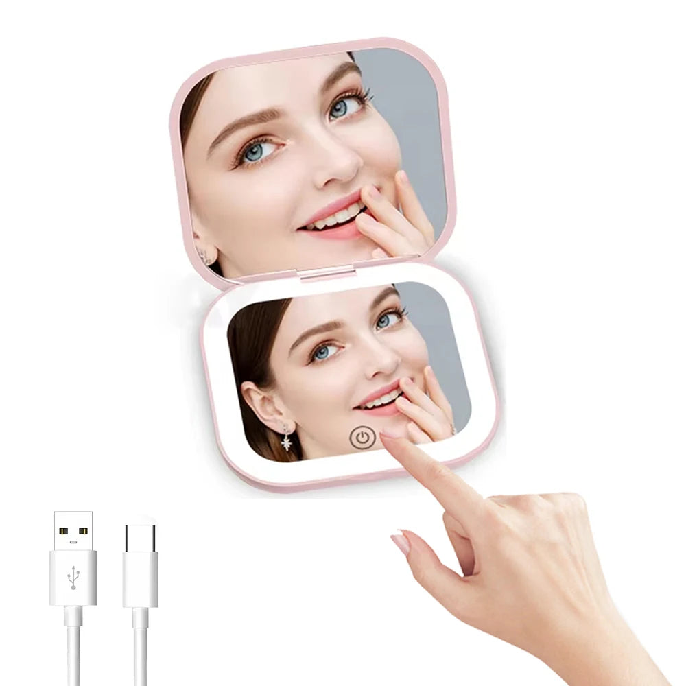 Compact LED Makeup Mirror with 2X Magnification for Travel - Smarsty