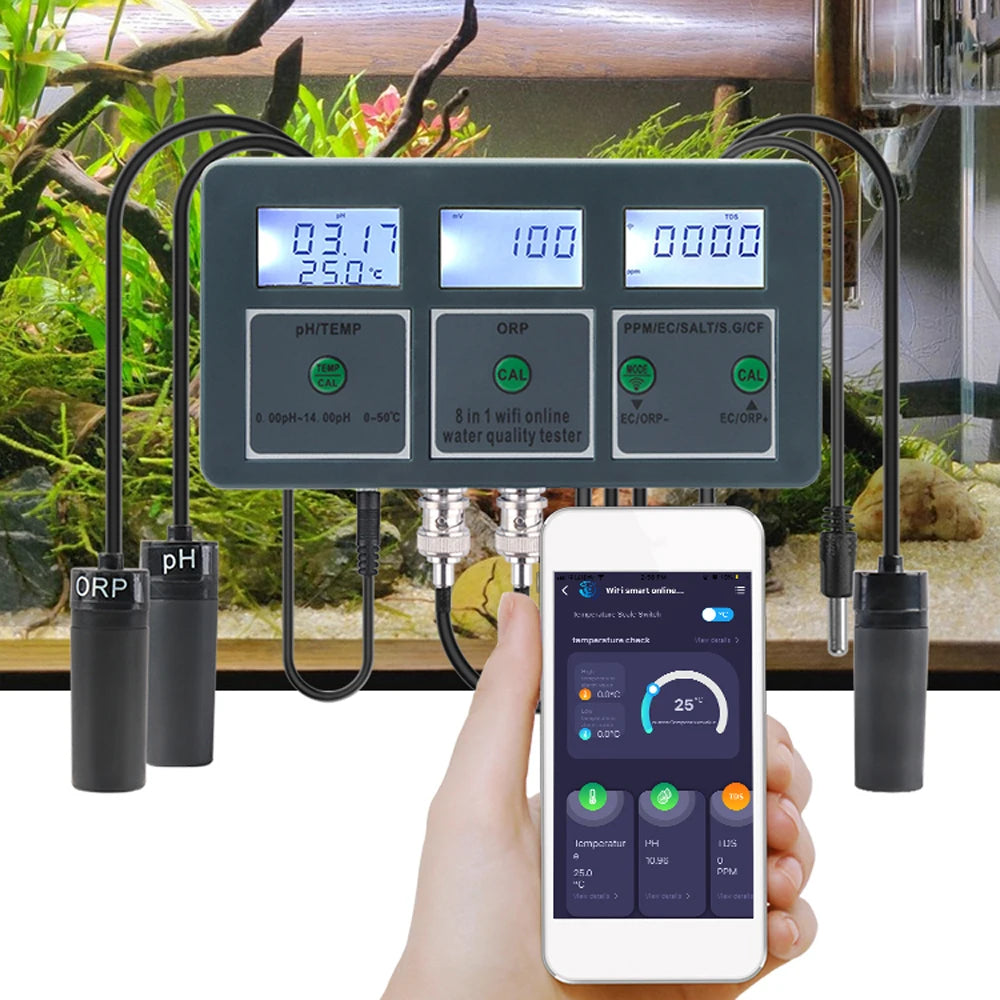 Tuya WiFi 8 In 1 Water Quality Tester with Digital Display - Smarsty
