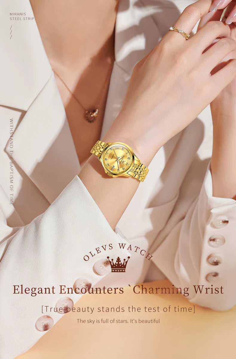 OLEVS Women's Stainless Steel Automatic Watch with Dual Calendar - Smarsty