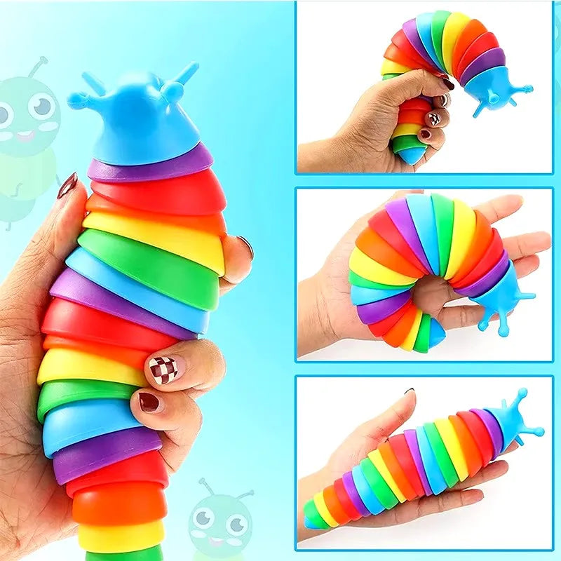 3D Slug Fidget Toy Colorful Slug Snail Toy Articulated Flexible All Ages Relief Anti-Anxiety Sensory Toys for Children by Smarsty