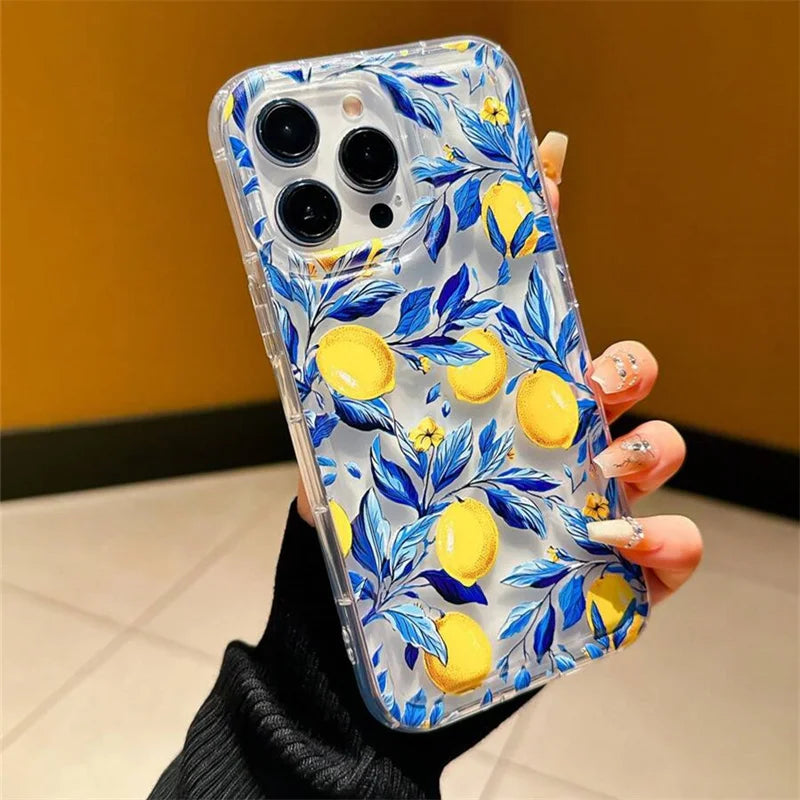 Summer Fresh Fruit Lemon Print TPU Phone Case for IPhone 16 17 15 14 13 12 11 Pro Max 16 Plus 17 Air Cushion Shockproof Cover by Smarsty