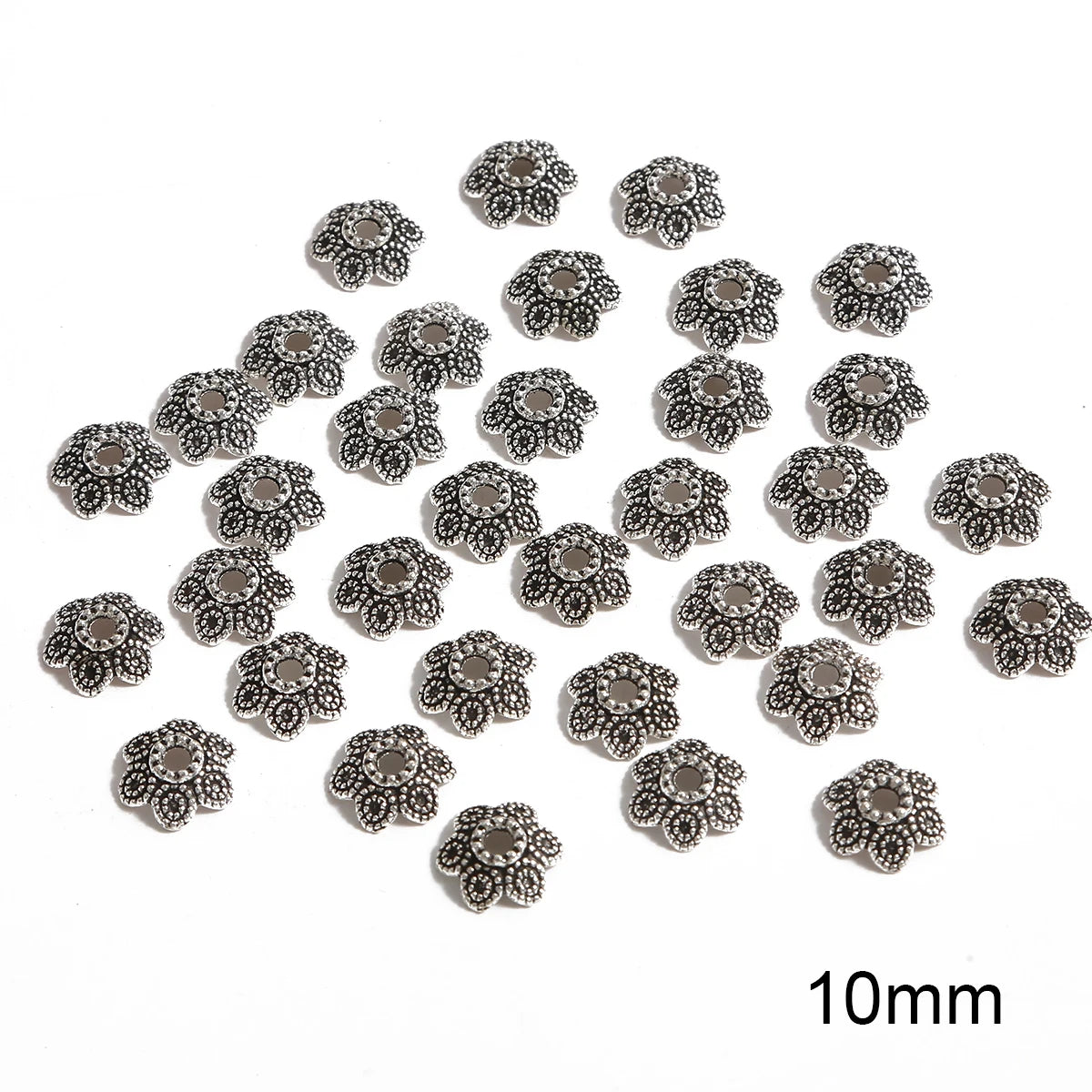 50pcs Tibetan Silver Leaf Flower Bead Caps for Jewelry Making - Smarsty