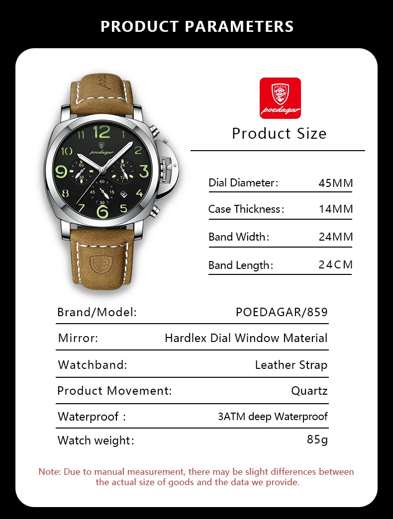Luxury Waterproof Military Watch for Men Luminous Leather - Smarsty