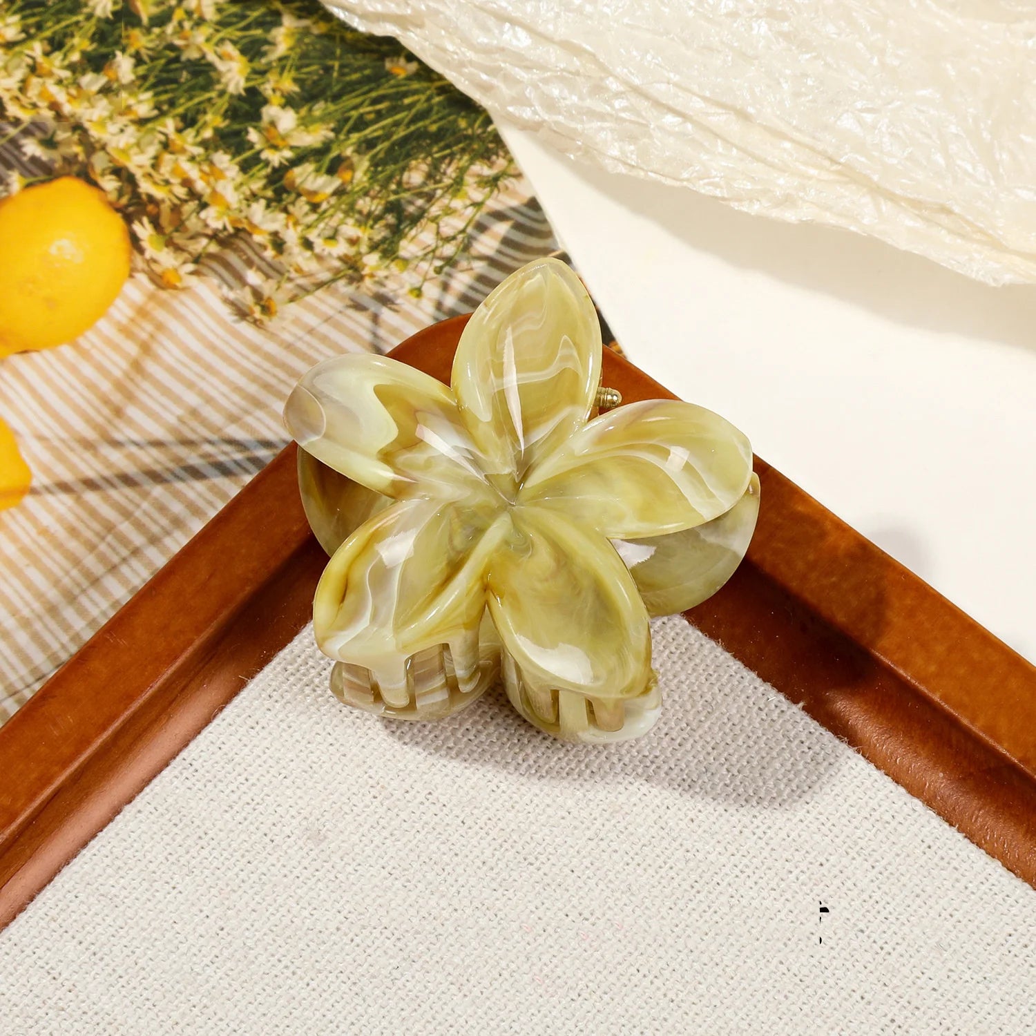 Hawaiian Gradient Marble Flower Hair Clips Small Lightweight - Smarsty