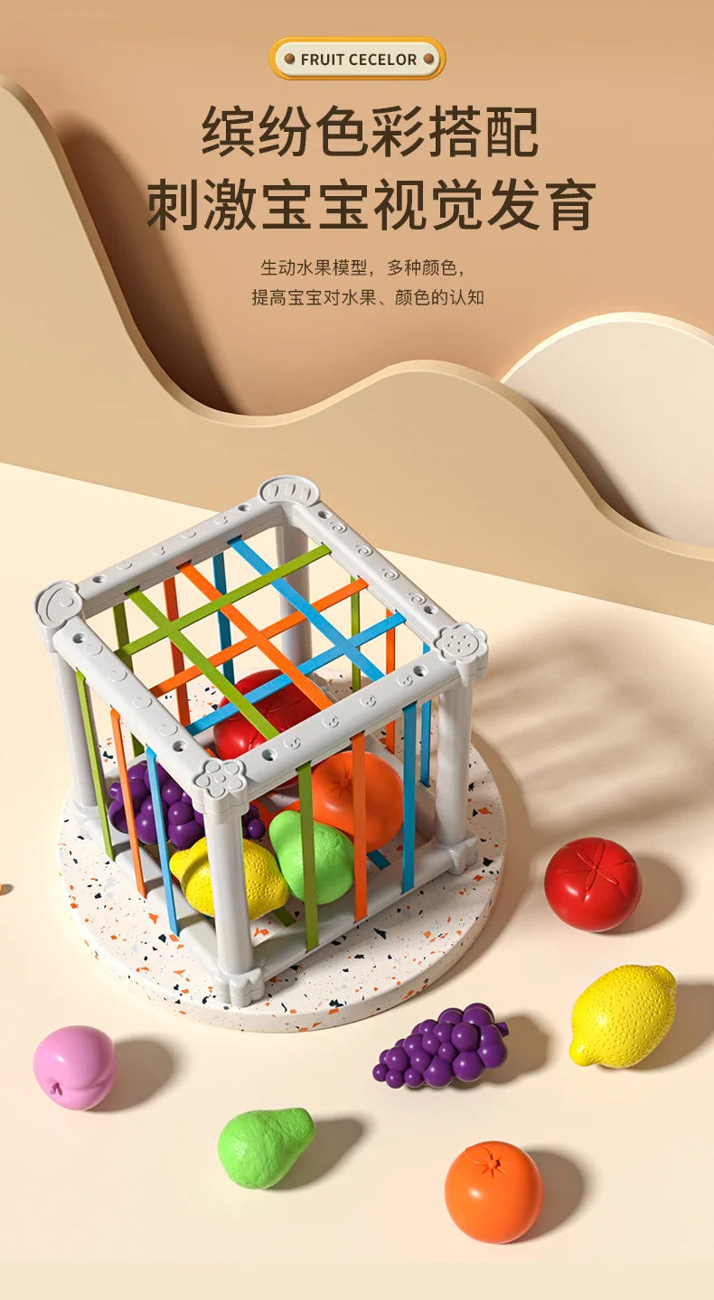 Baby Montessori Shape Sorter Cube Rainbow Colorful Blocks Sorting Game Infant Cognitive Grip Training Learning Educational Toy - Smarsty