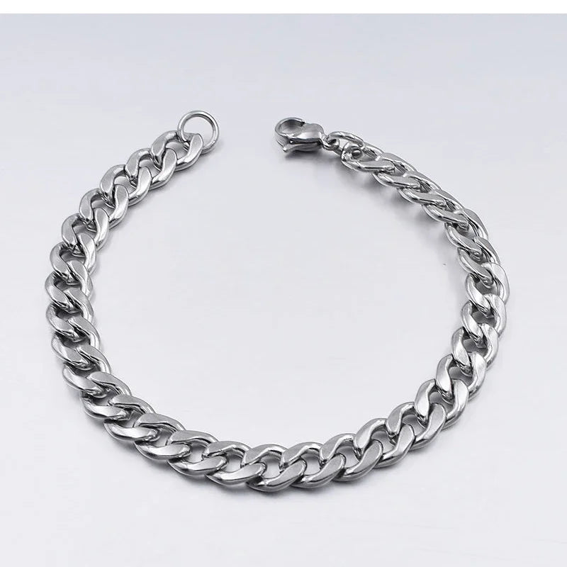 Stainless Steel Cuban Chain Bracelet Unisex Fashion Wristband - Smarsty