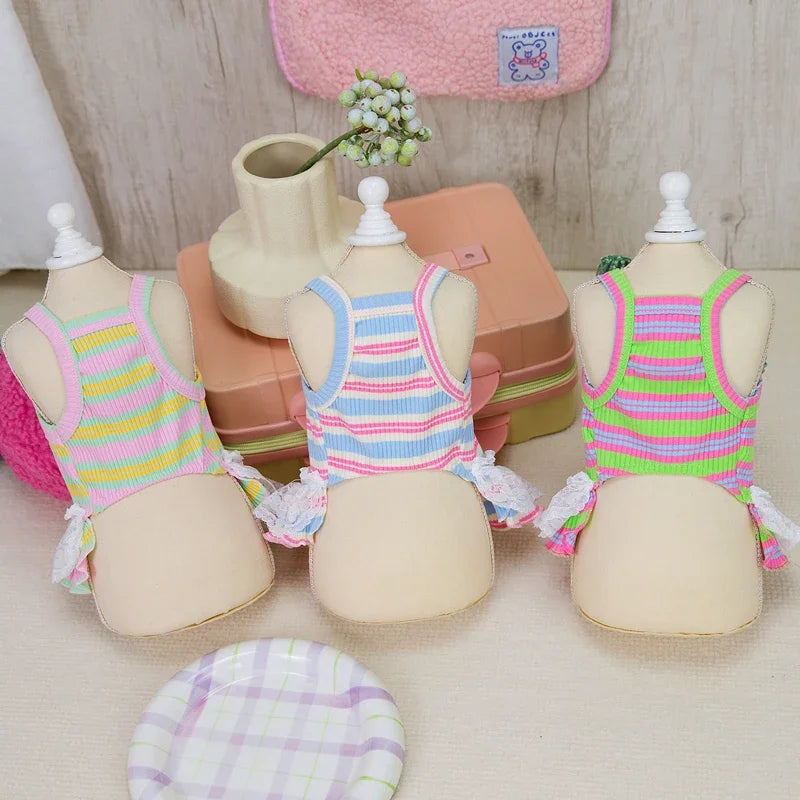 Colorful Striped Dog Dress for Summer Fun - Smarsty