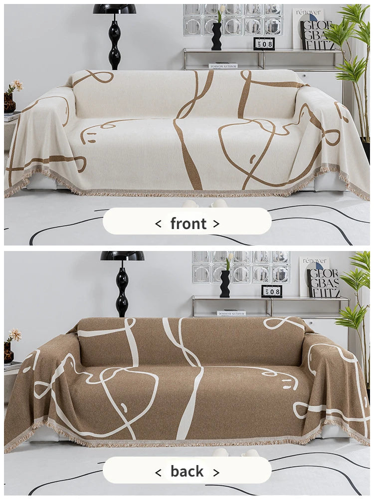 Black Chenille Sofa Cover for Dust Protection - Smarsty