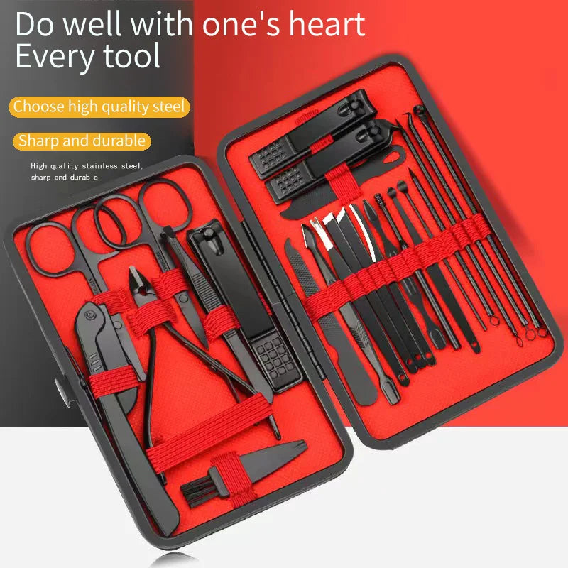 Convenient Black and Red Nail Clipper Set - Smarsty