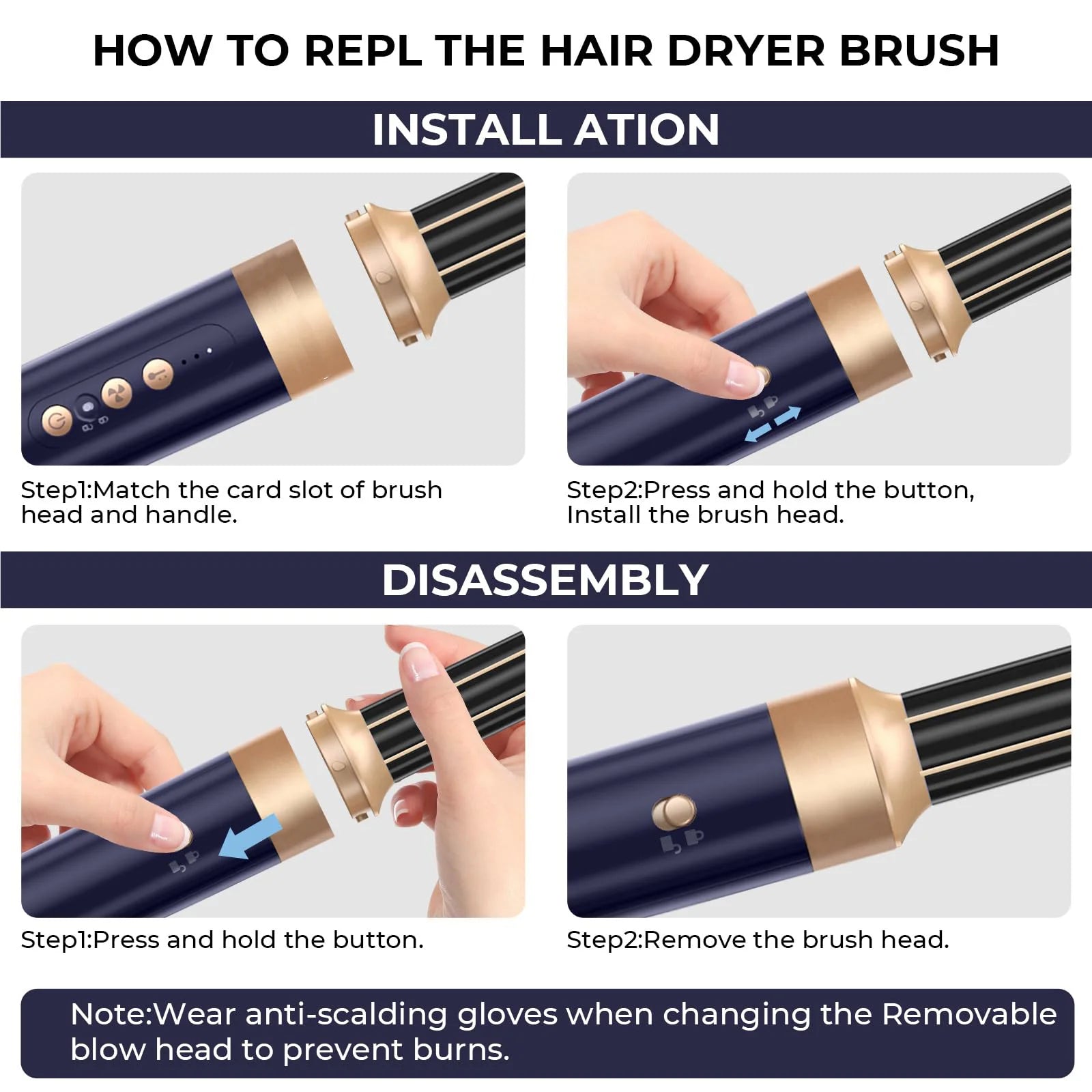 High Speed 7 In 1 Hair Dryer Brush with Diffuser - Smarsty