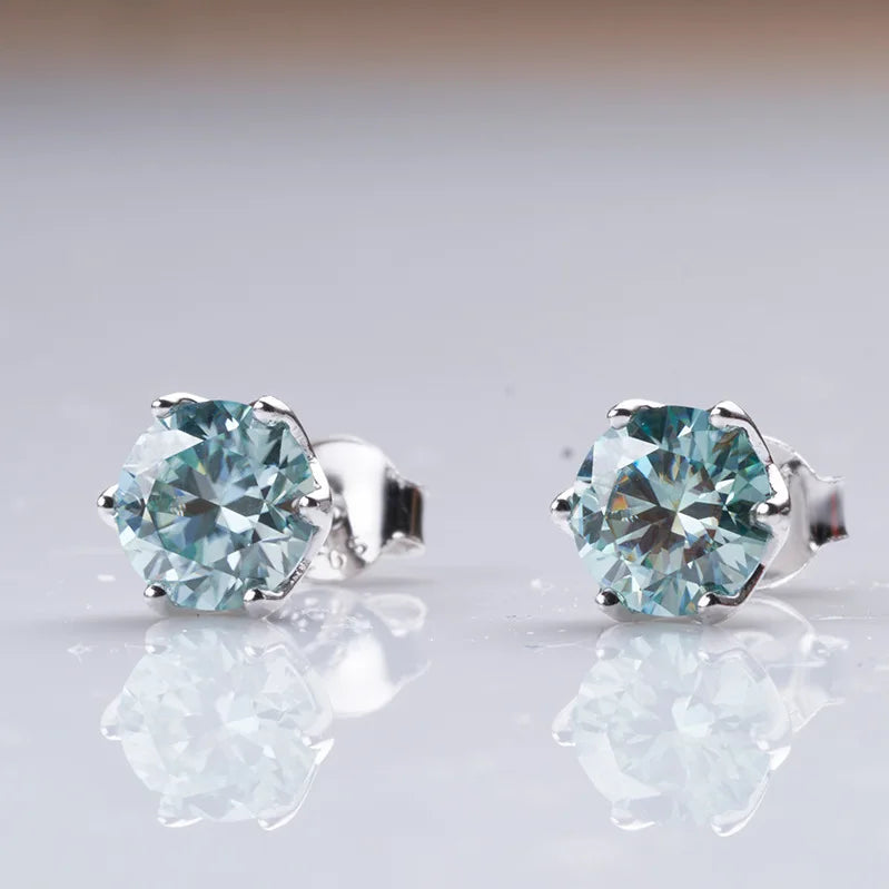 1 CT D Color Moissanite Stud Earrings Sparkling 925 Silver - Smarsty